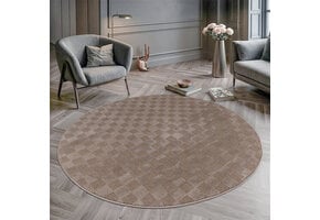 Vivant Chesterfield - Rond Vloerkleed Laagpolig Effen - Taupe