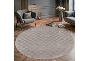 Vivant Chesterfield - Rond Vloerkleed Laagpolig Effen - Beige
