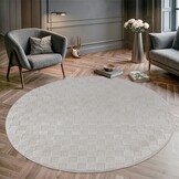 Vivant Chesterfield - Rond Vloerkleed Laagpolig Effen - Creme