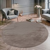 Vivant Japandi Art - Rond Vloerkleed Laagpolig Effen - Taupe