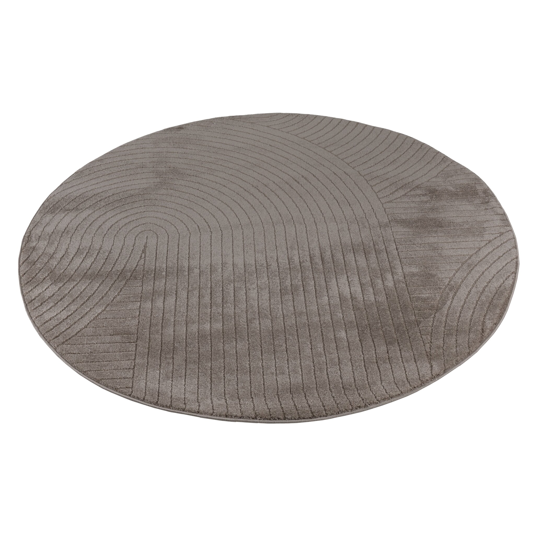 Vivant Japandi Art - Rond Vloerkleed Laagpolig Effen - Taupe