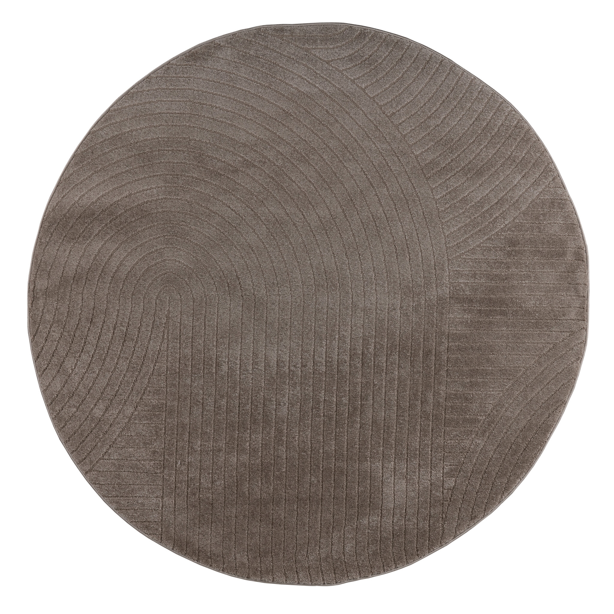 Vivant Japandi Art - Rond Vloerkleed Laagpolig Effen - Taupe