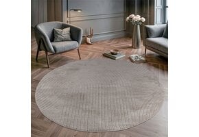 Vivant Japandi Art - Rond Vloerkleed Laagpolig Effen - Beige