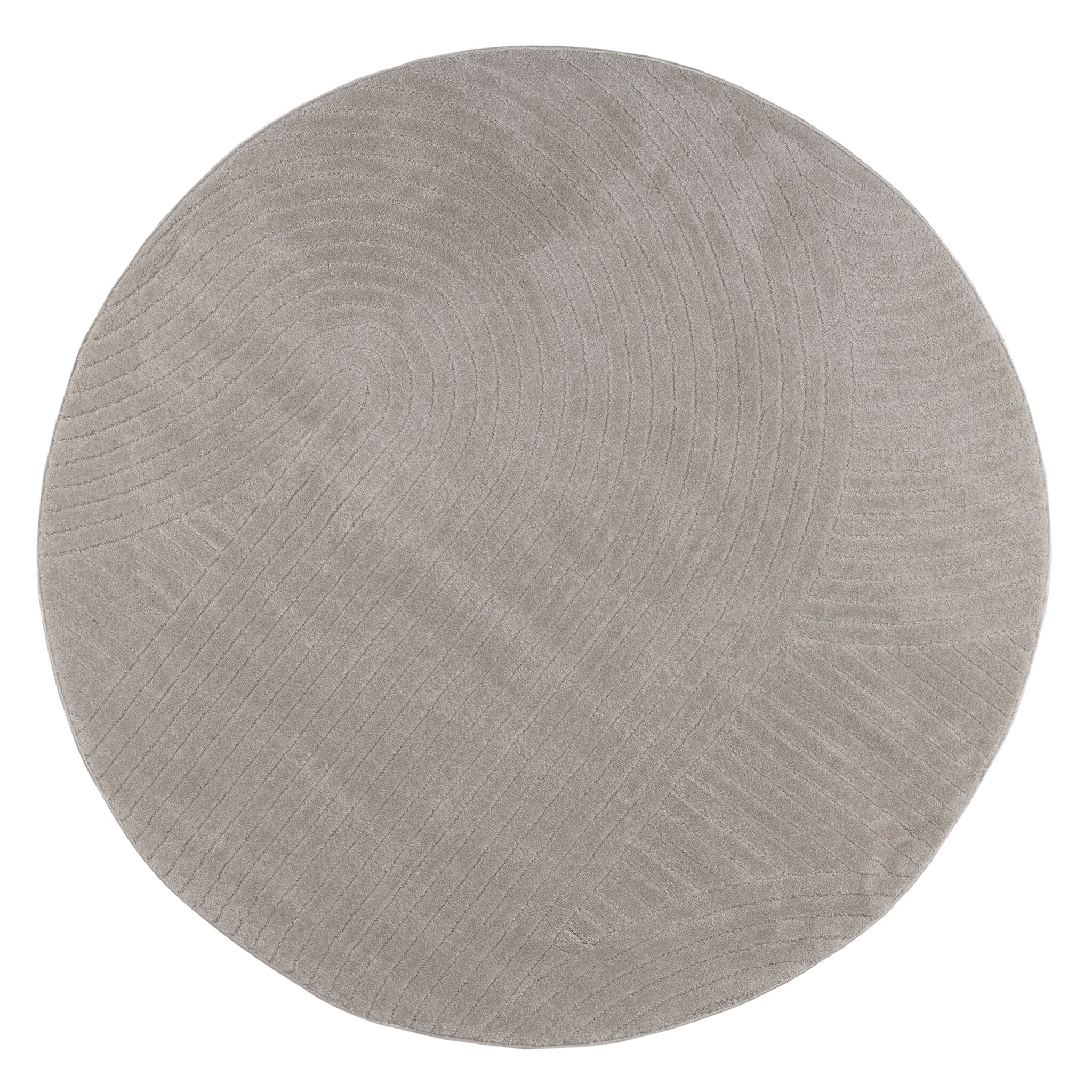 Vivant Japandi Art - Rond Vloerkleed Laagpolig Effen - Beige