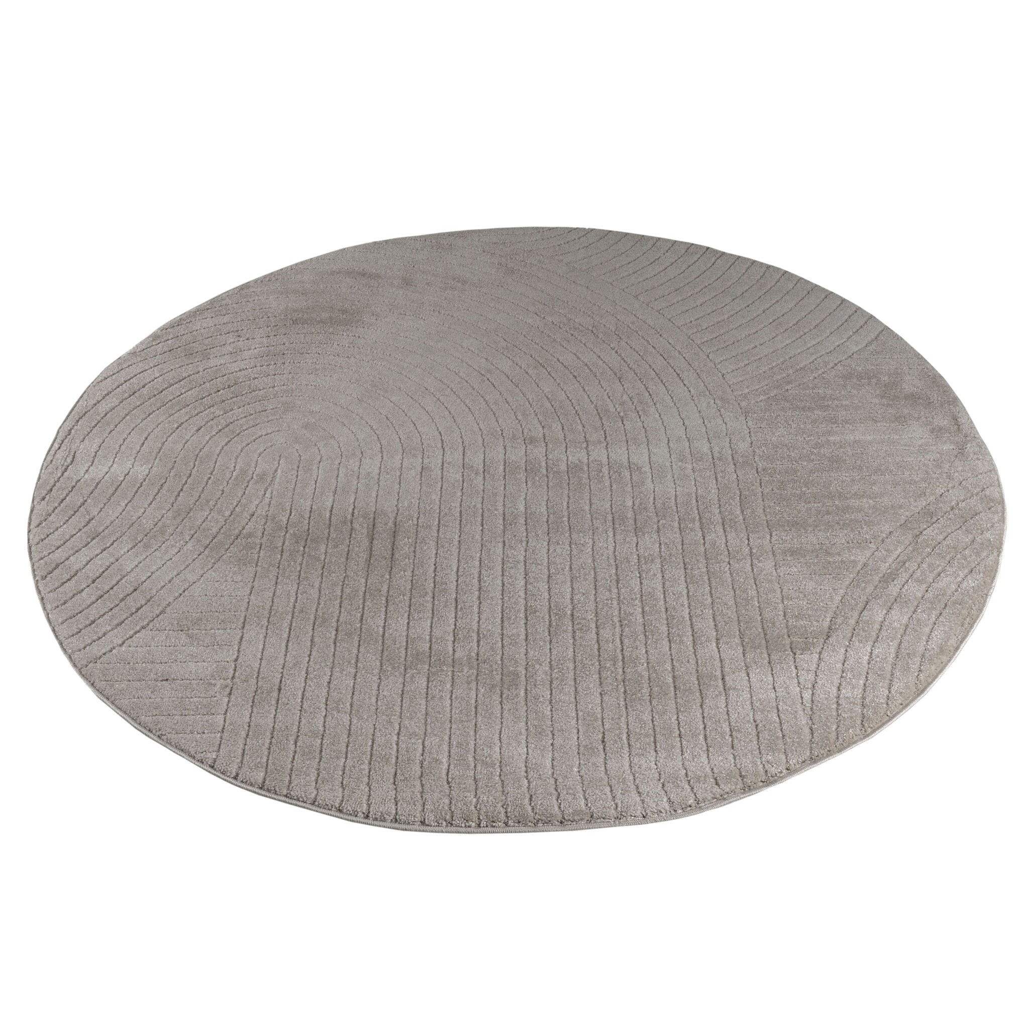 Vivant Japandi Art - Rond Vloerkleed Laagpolig Effen - Beige