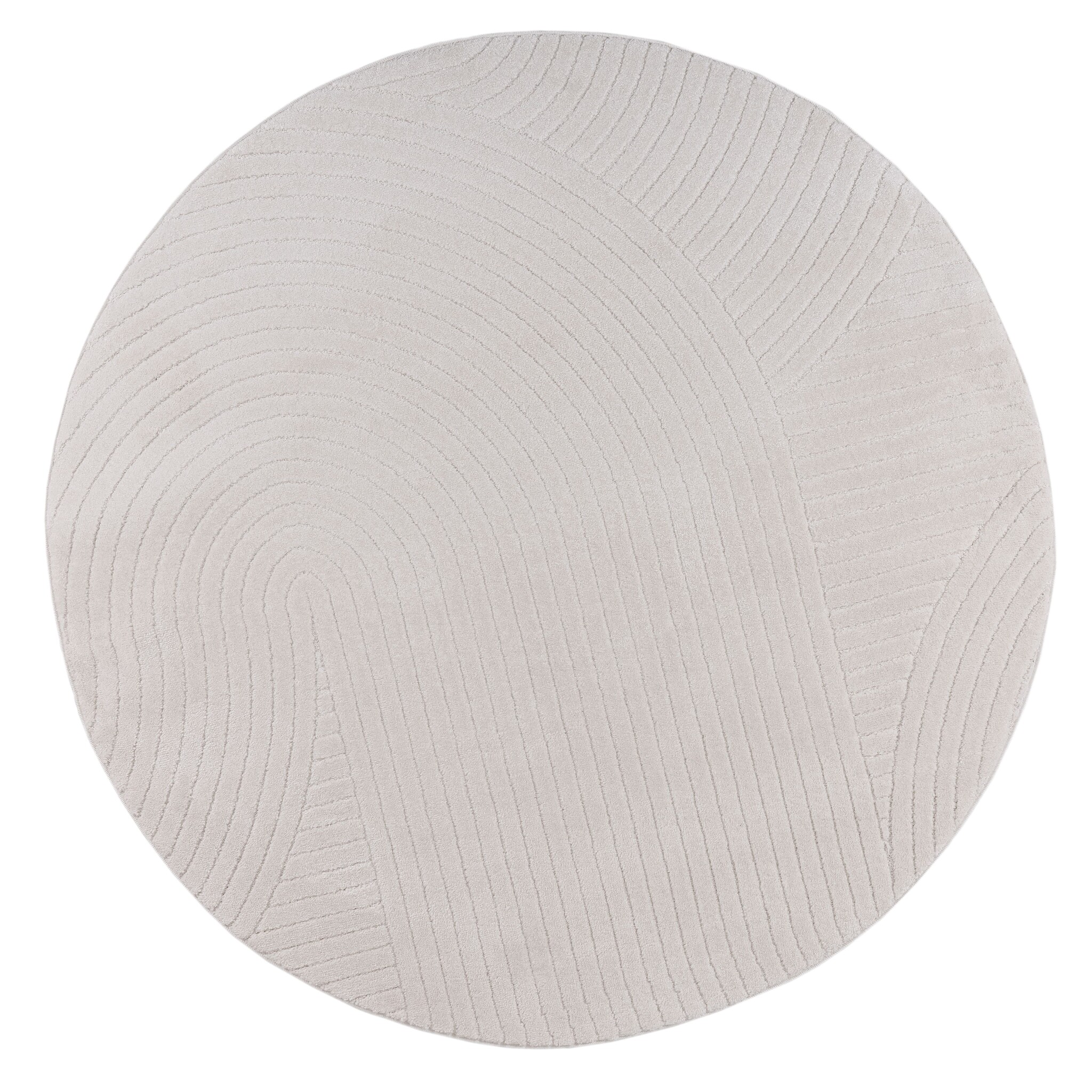 Vivant Japandi Art - Rond Vloerkleed Laagpolig Effen - Creme