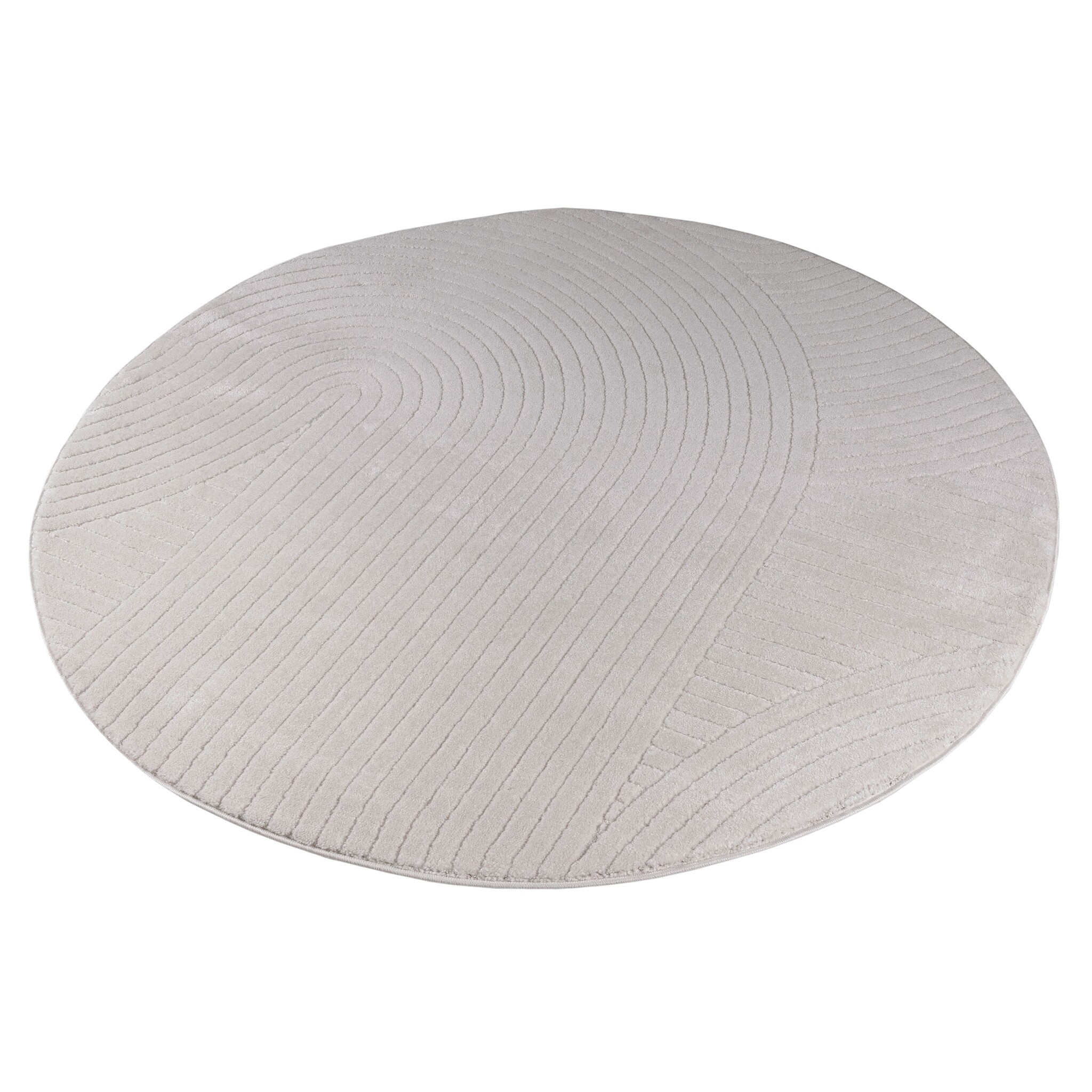 Vivant Japandi Art - Rond Vloerkleed Laagpolig Effen - Creme