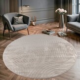 Vivant Japandi - Rond Vloerkleed Laagpolig Effen - Beige