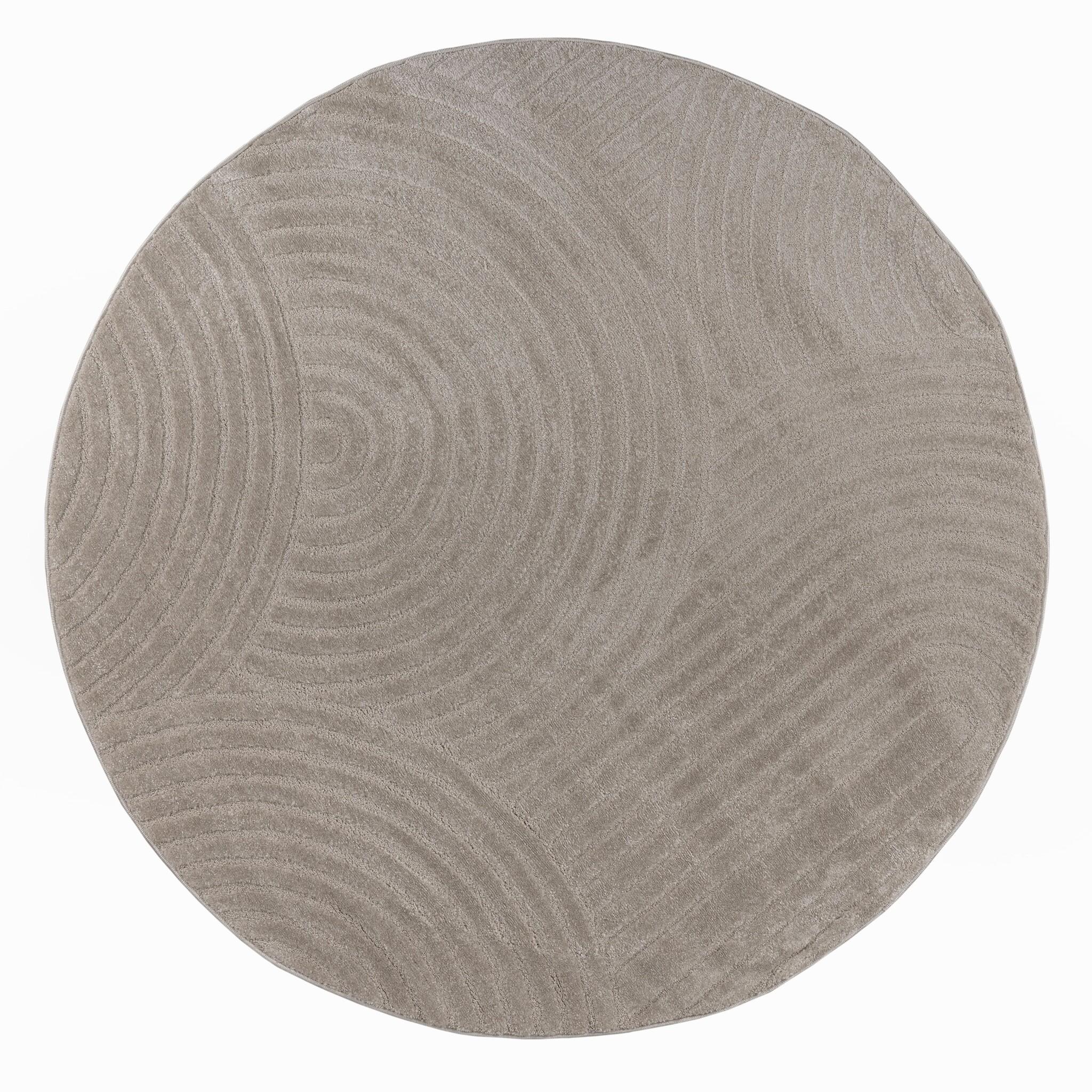 Vivant Japandi - Rond Vloerkleed Laagpolig Effen - Beige