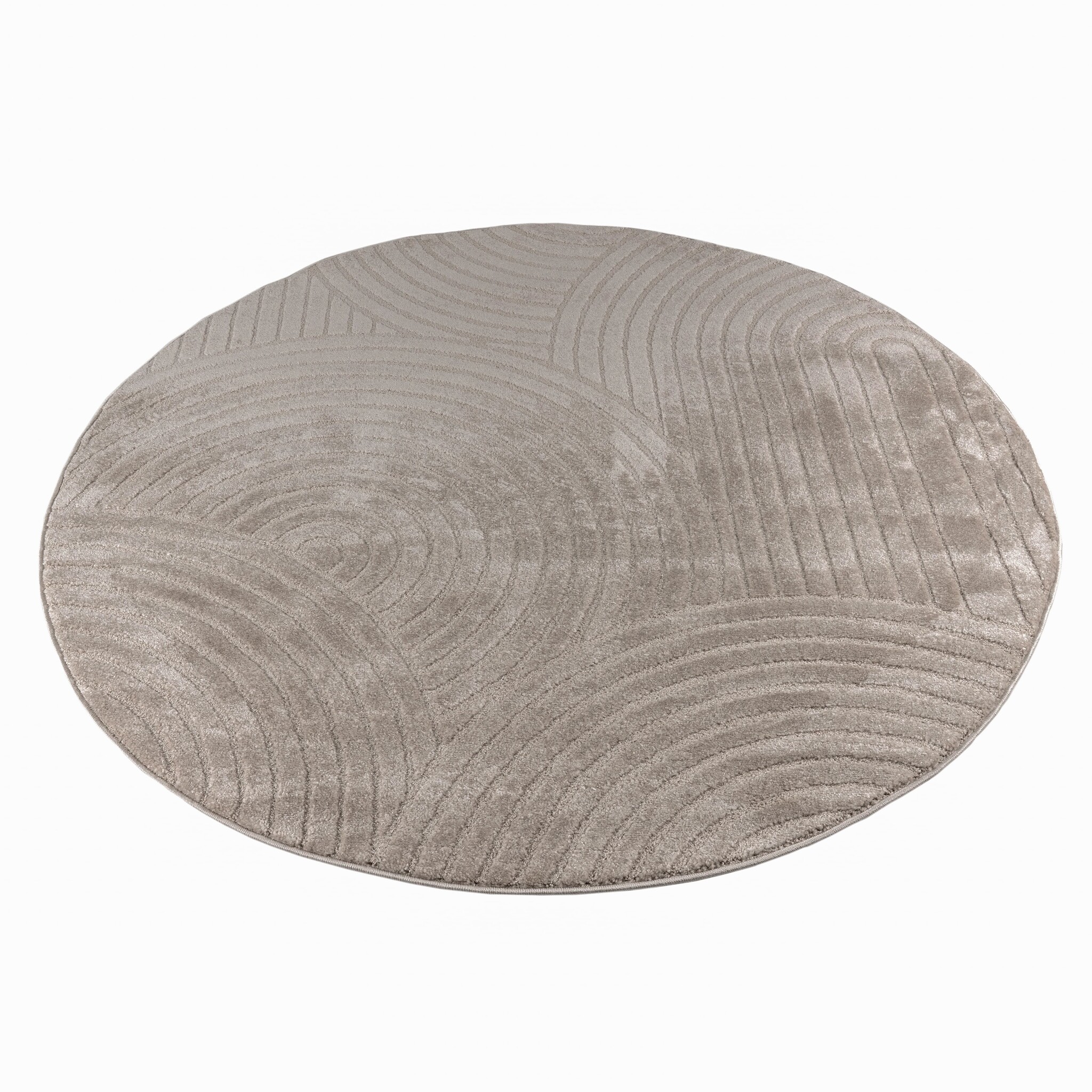 Vivant Japandi - Rond Vloerkleed Laagpolig Effen - Beige