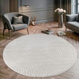 Vivant Japandi - Rond Vloerkleed Laagpolig Effen - Creme