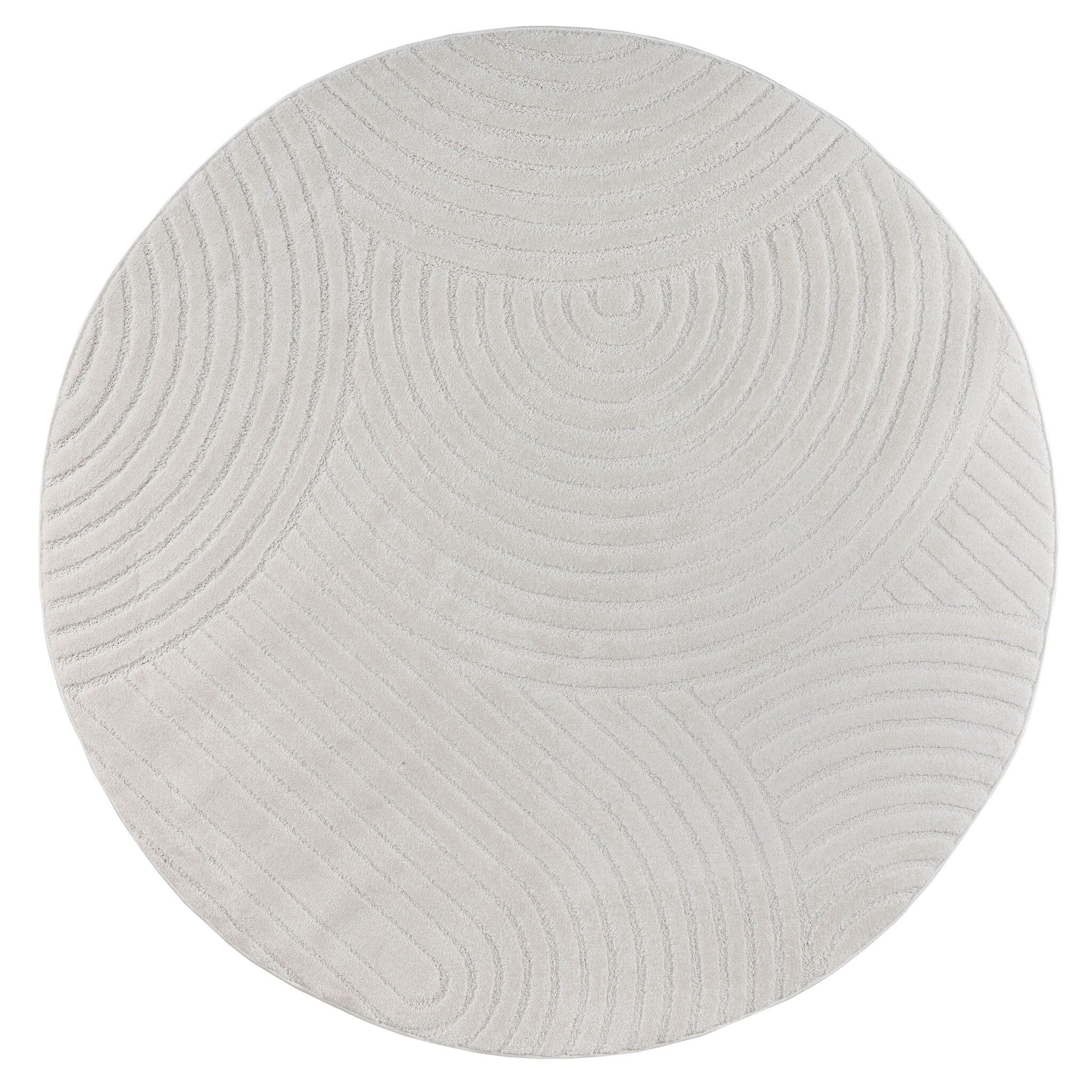 Vivant Japandi - Rond Vloerkleed Laagpolig Effen - Creme