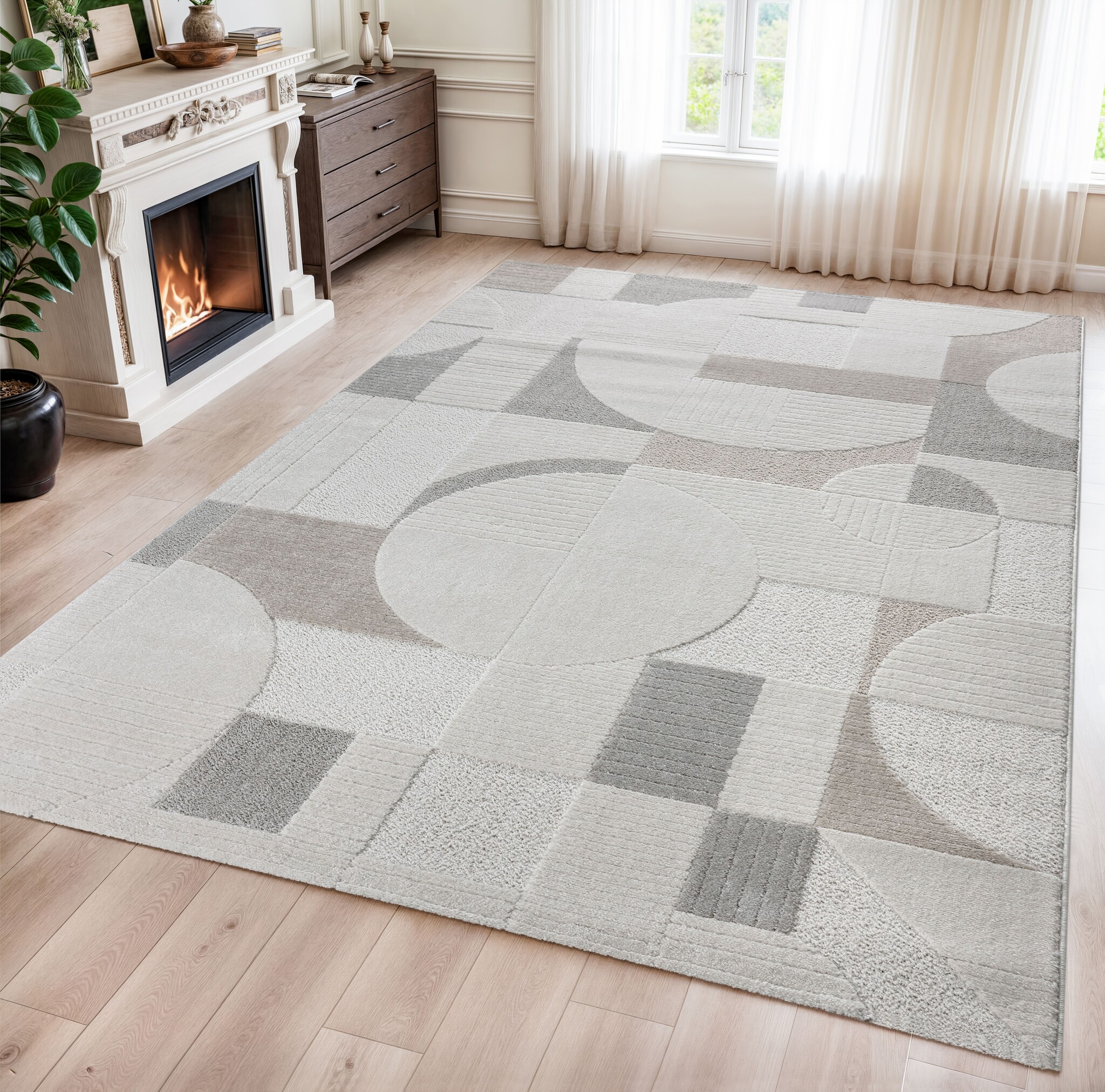 Vivant Japandi Abstract - Vloerkleed Laagpolig - Creme Multi