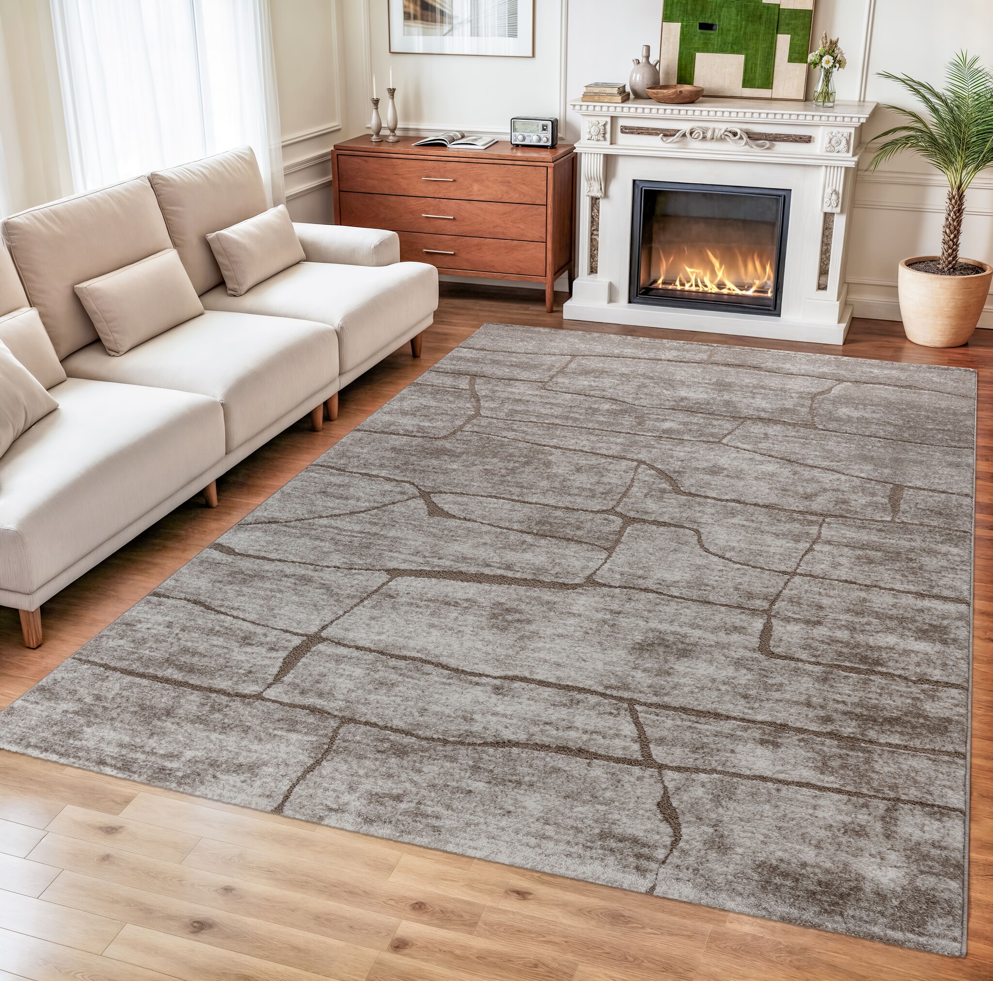 Vivant Marmer - Vloerkleed Laagpolig - Taupe Beige