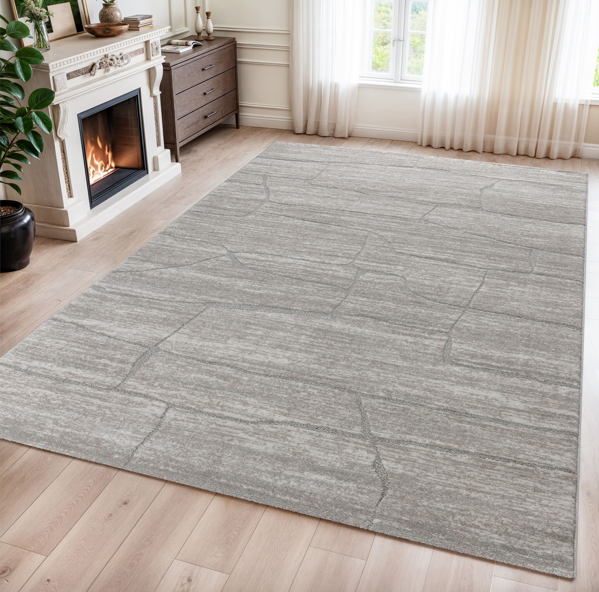 Vivant Marmer - Vloerkleed Laagpolig - Beige Creme