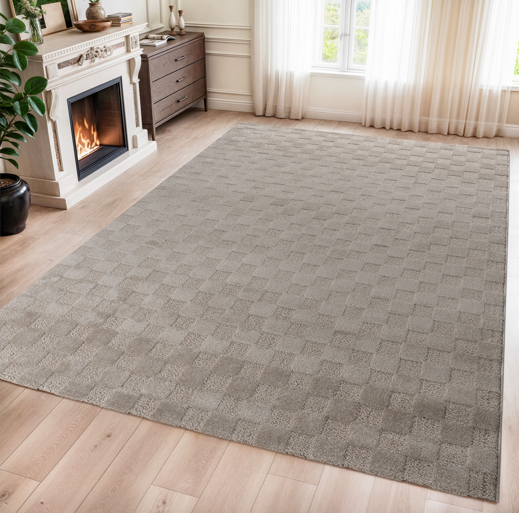 Vivant Chesterfield - Vloerkleed Laagpolig Effen - Beige