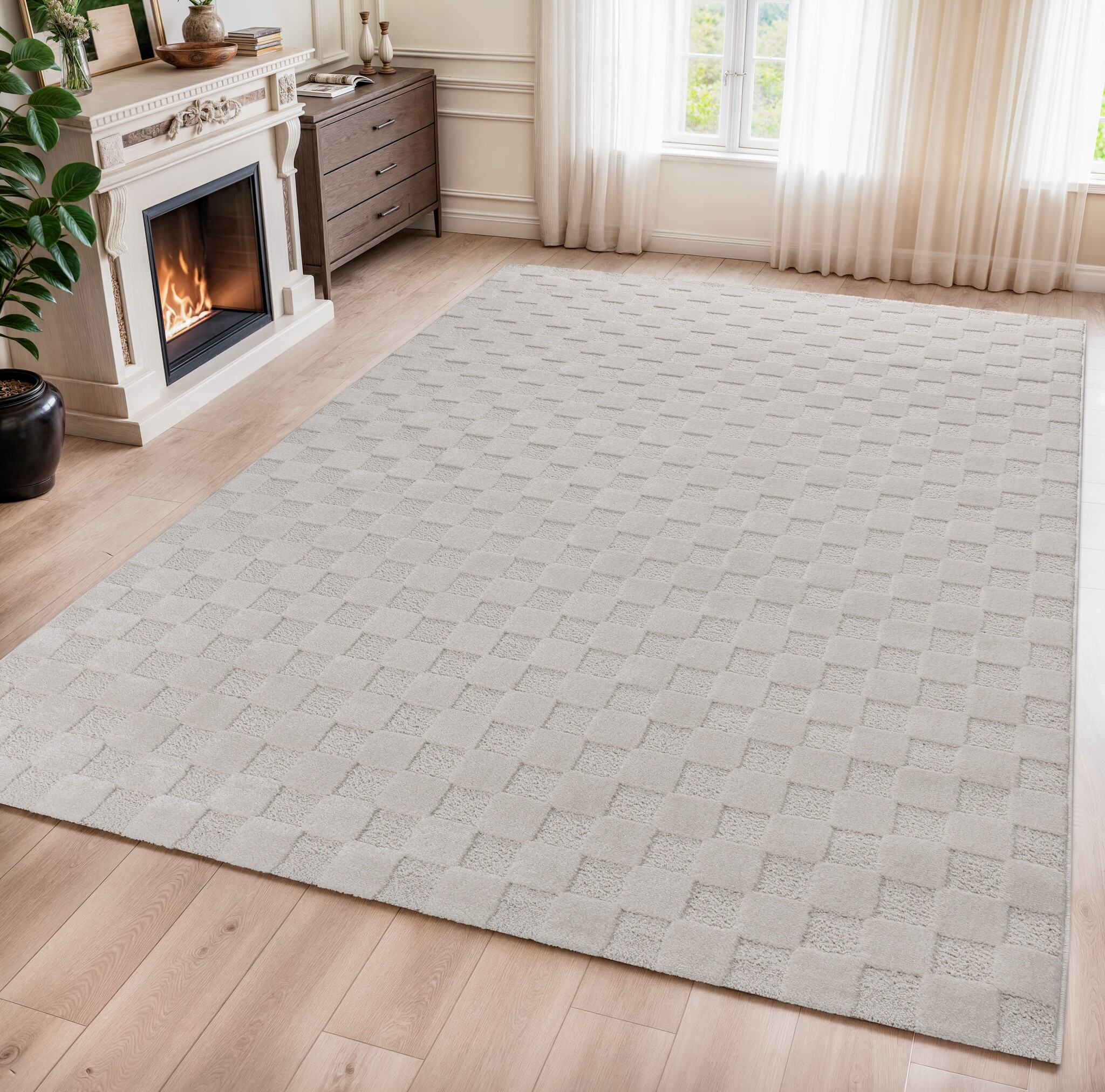 Vivant Chesterfield - Vloerkleed Laagpolig Effen - Creme