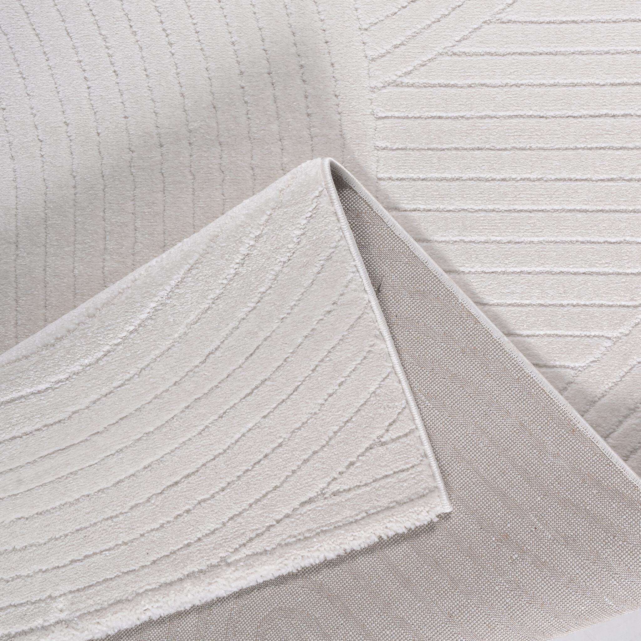 Vivant Japandi Art - Rond Vloerkleed Laagpolig Effen - Creme