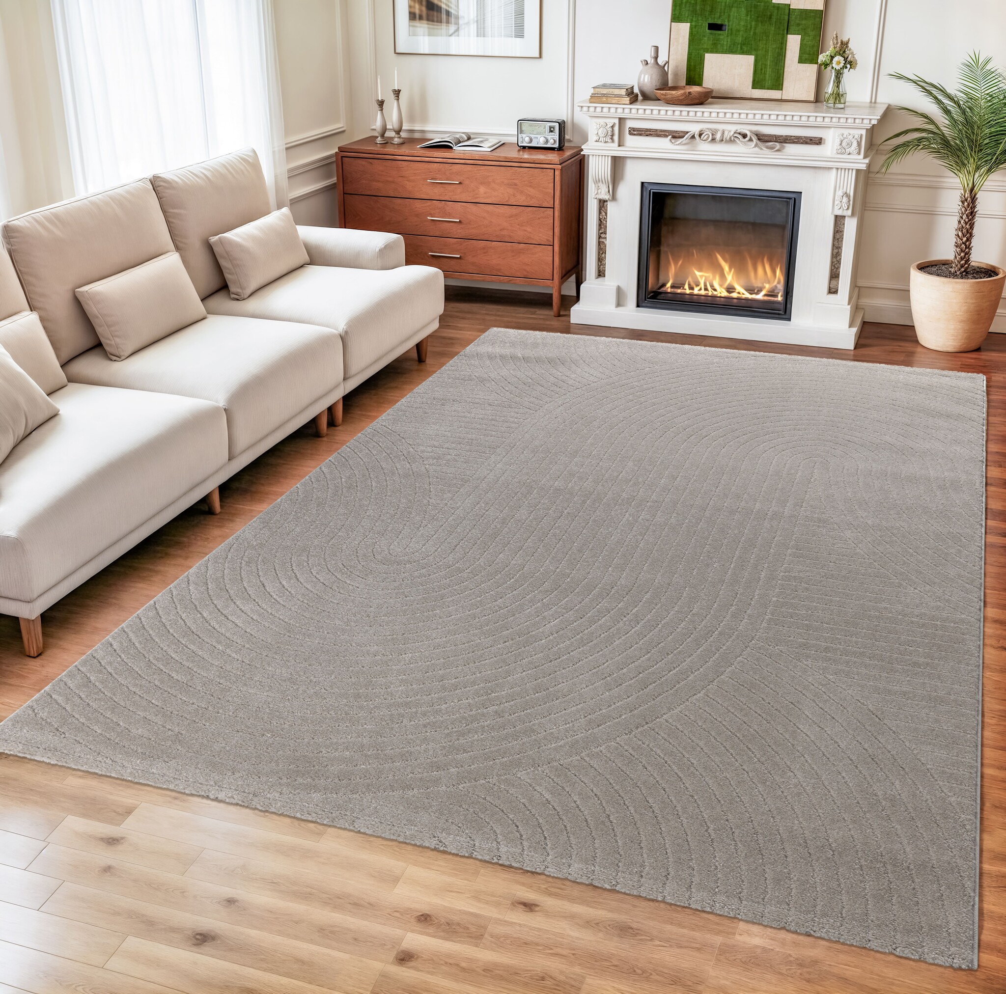 Vivant Japandi Art - Vloerkleed Laagpolig Effen - Beige