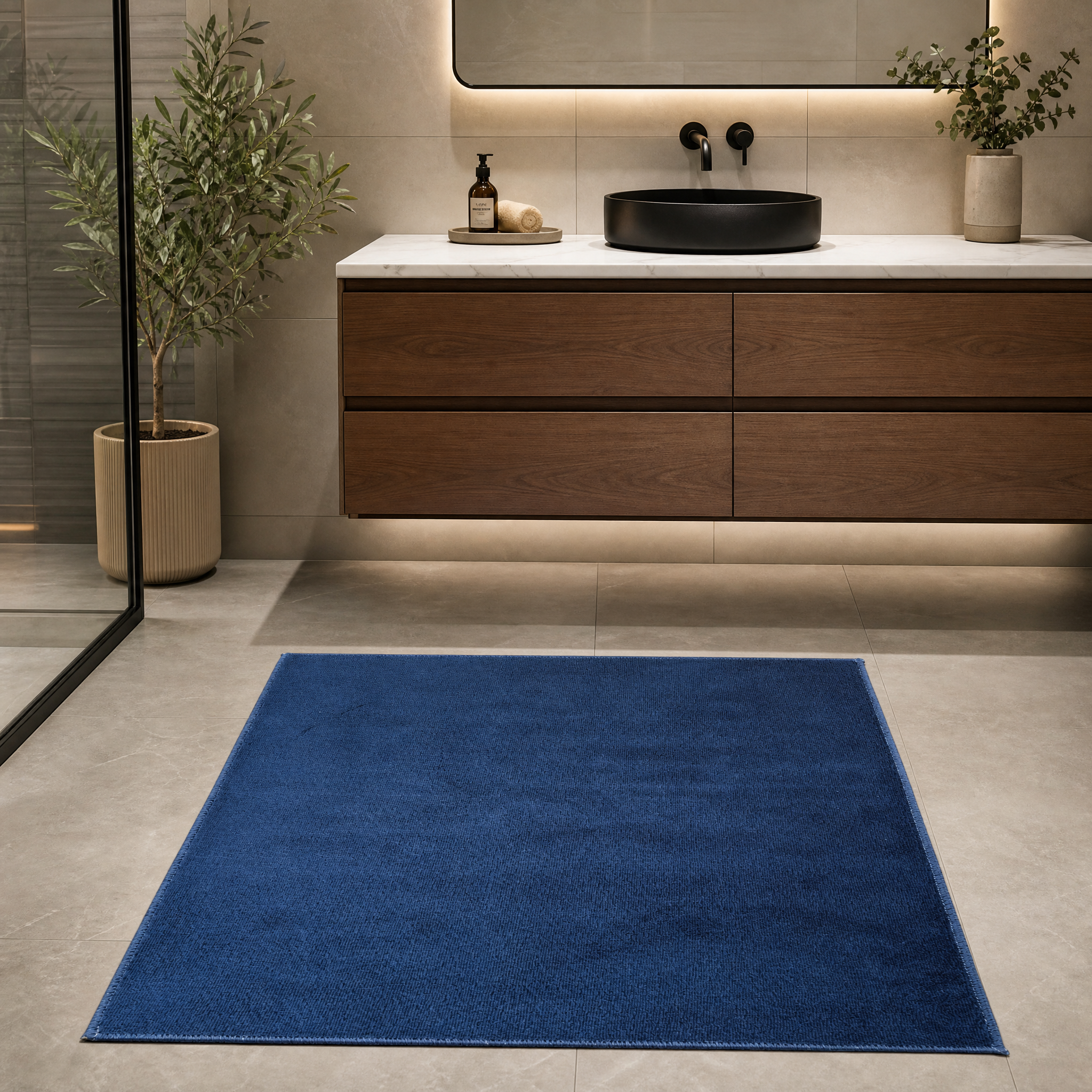 Samba Fluffy Badmat Wasbaar & Anti-slip Blauw Navy