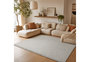 Outlet - Vloerkleed Smyrna 100% Wol - Effen Grijs - Platgeweven - Modern