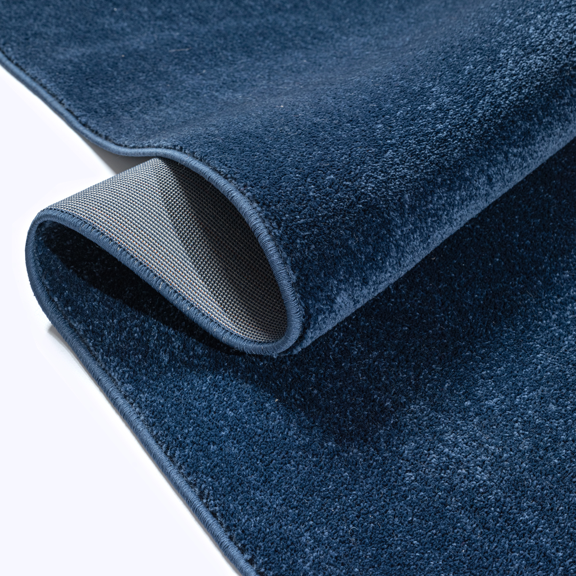 Uni Effen Laagpolig Vloerkleed Modern Donker Blauw Navy