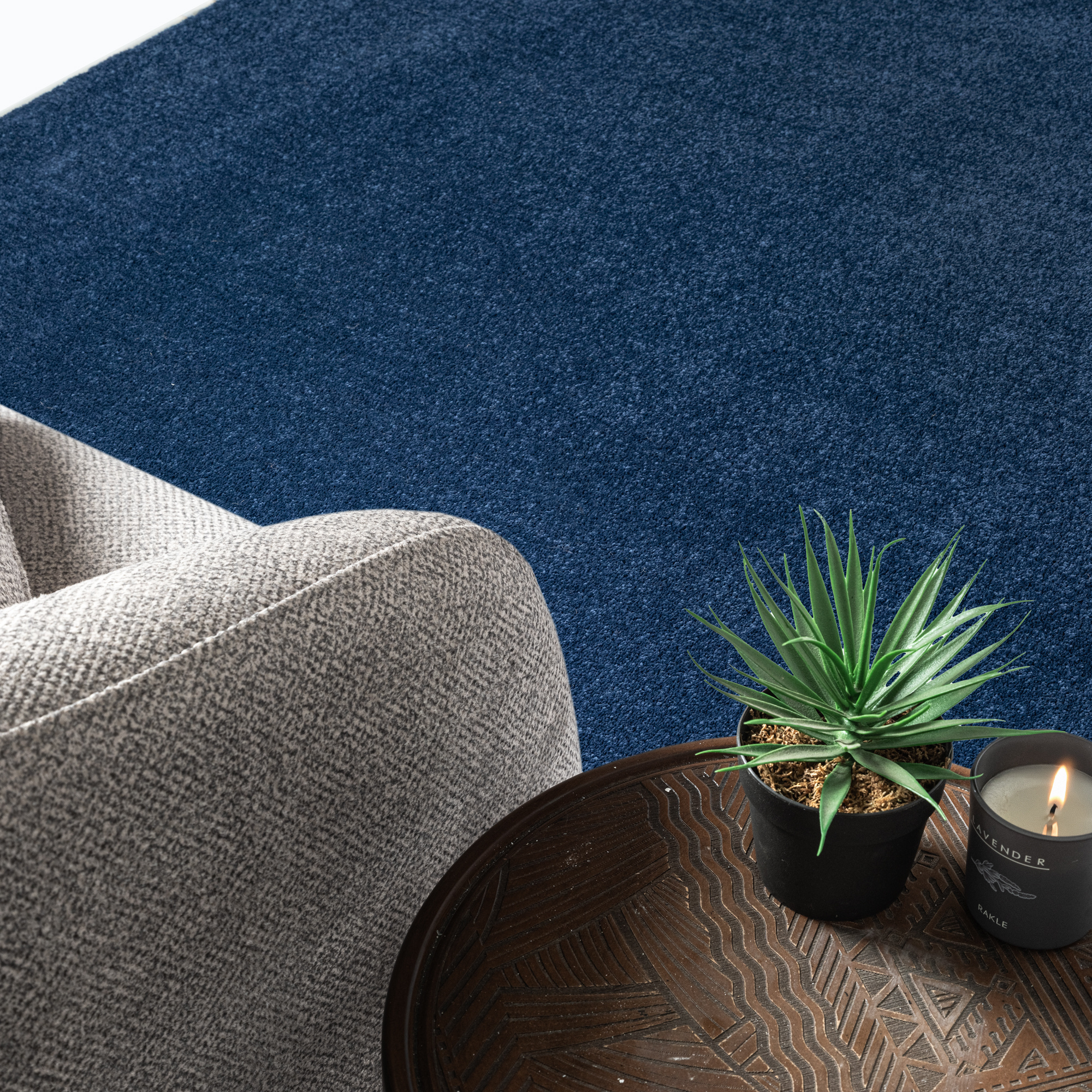 Uni Effen Laagpolig Vloerkleed Modern Donker Blauw Navy