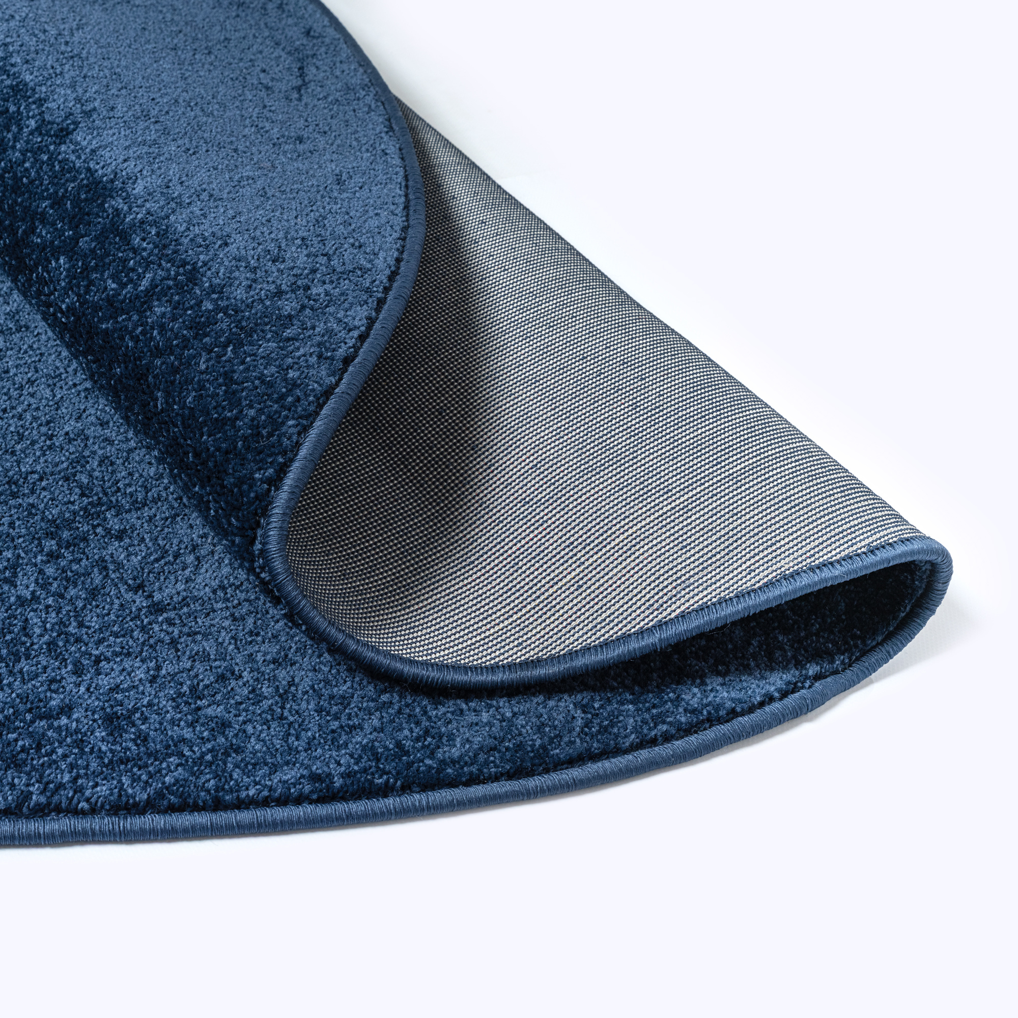 Uni Rond Effen Laagpolig Vloerkleed Modern Donker Blauw Navy