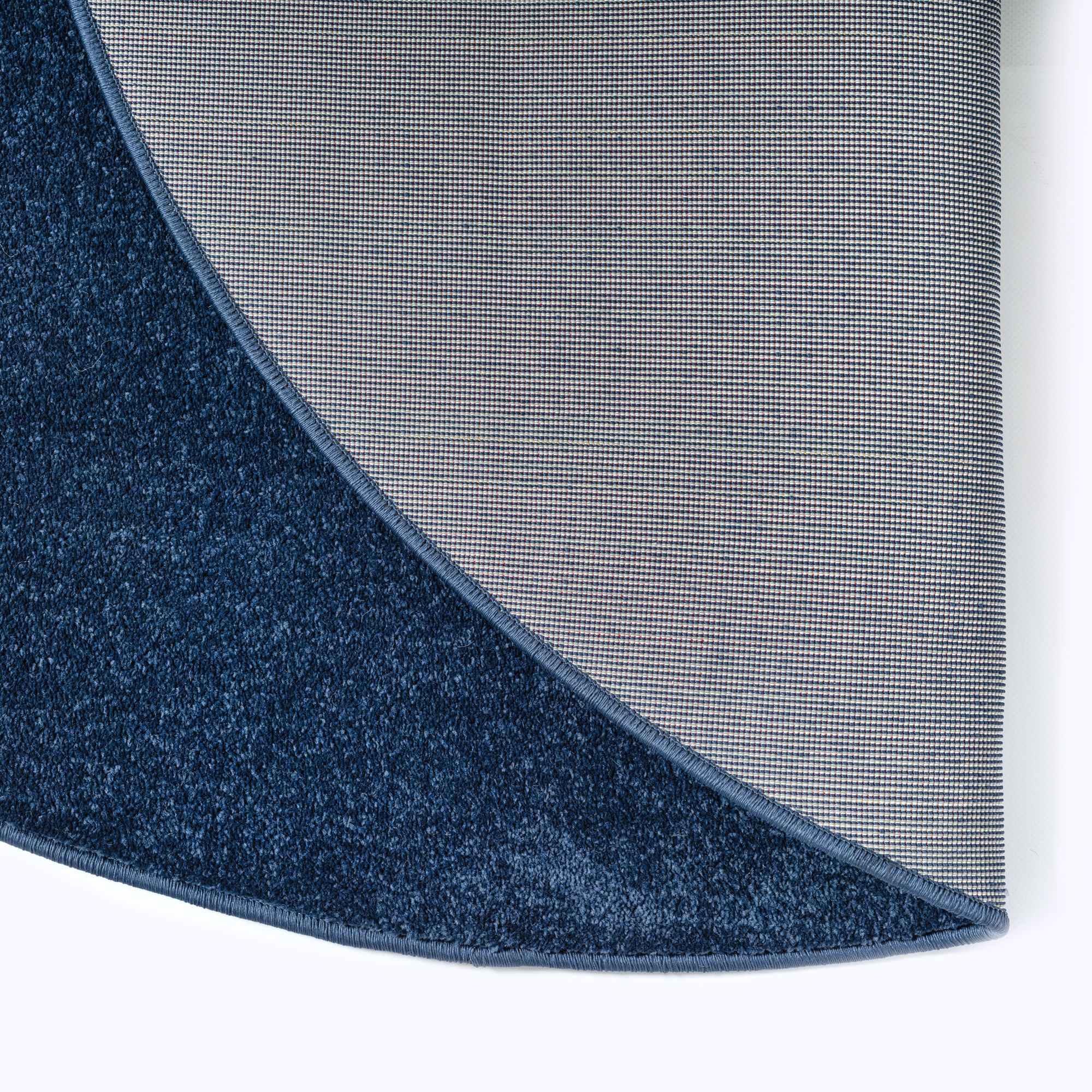 Uni Rond Effen Laagpolig Vloerkleed Modern Donker Blauw Navy