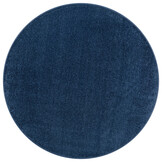Uni Rond Effen Laagpolig Vloerkleed Modern Donker Blauw Navy