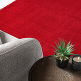 Uni Effen Laagpolig Vloerkleed Modern Rood