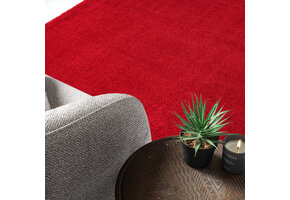 Uni Effen Laagpolig Vloerkleed Modern Rood