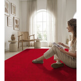Uni Effen Laagpolig Vloerkleed Modern Rood