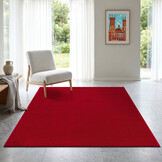 Uni Effen Laagpolig Vloerkleed Modern Rood