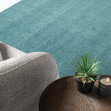 Uni Effen Laagpolig Vloerkleed Modern Blauw