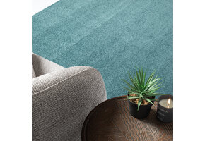 Uni Effen Laagpolig Vloerkleed Modern Blauw
