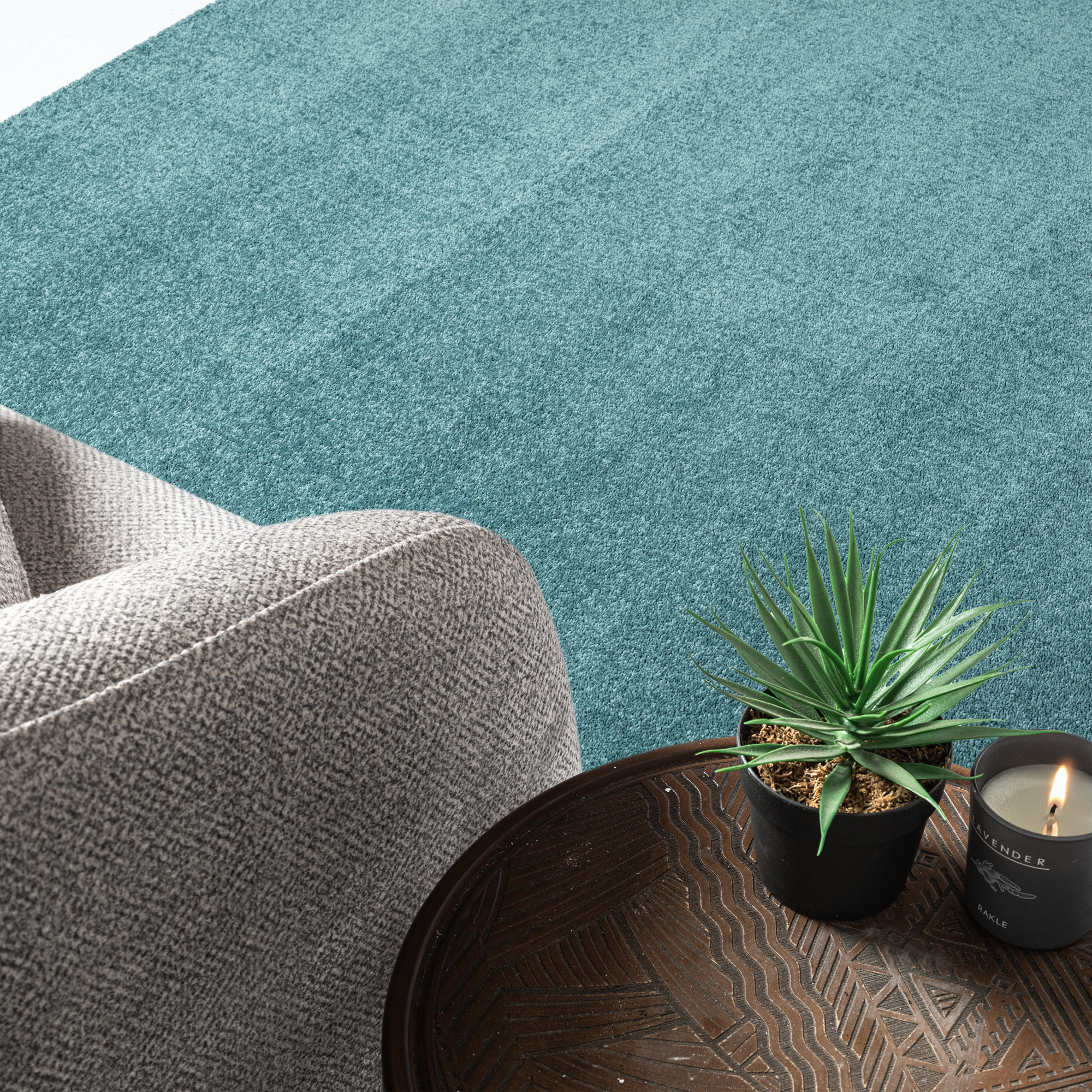Uni Effen Laagpolig Vloerkleed Modern Blauw