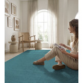 Uni Effen Laagpolig Vloerkleed Modern Blauw