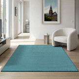 Uni Effen Laagpolig Vloerkleed Modern Blauw