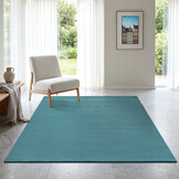 Uni Effen Laagpolig Vloerkleed Modern Blauw