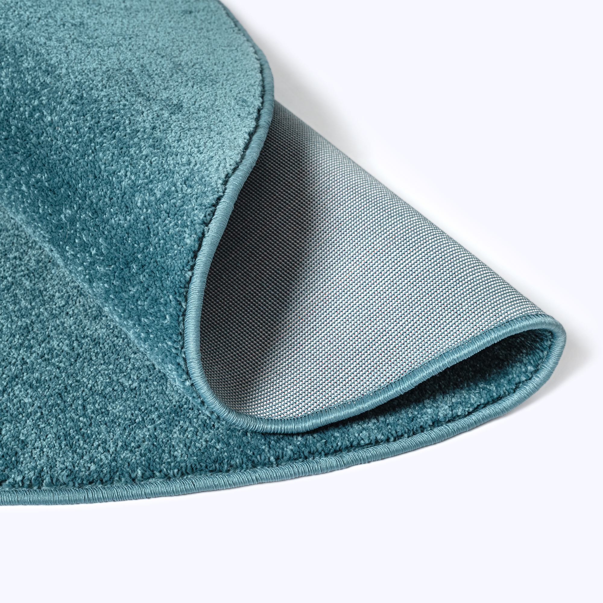 Uni Rond Effen Laagpolig Vloerkleed Modern Blauw