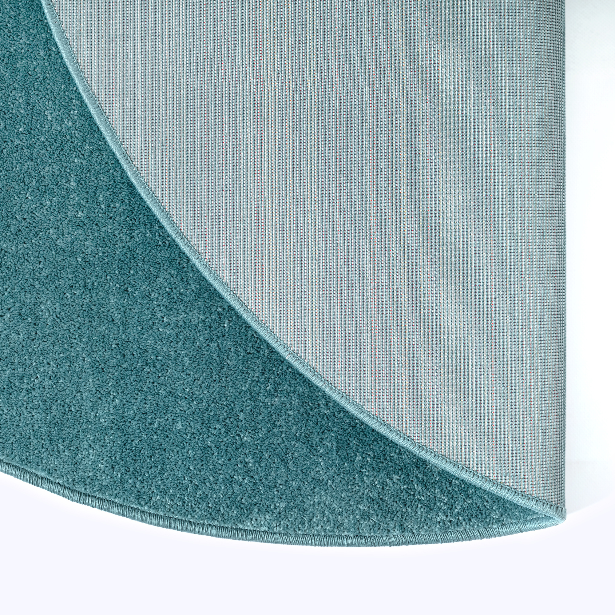 Uni Rond Effen Laagpolig Vloerkleed Modern Blauw