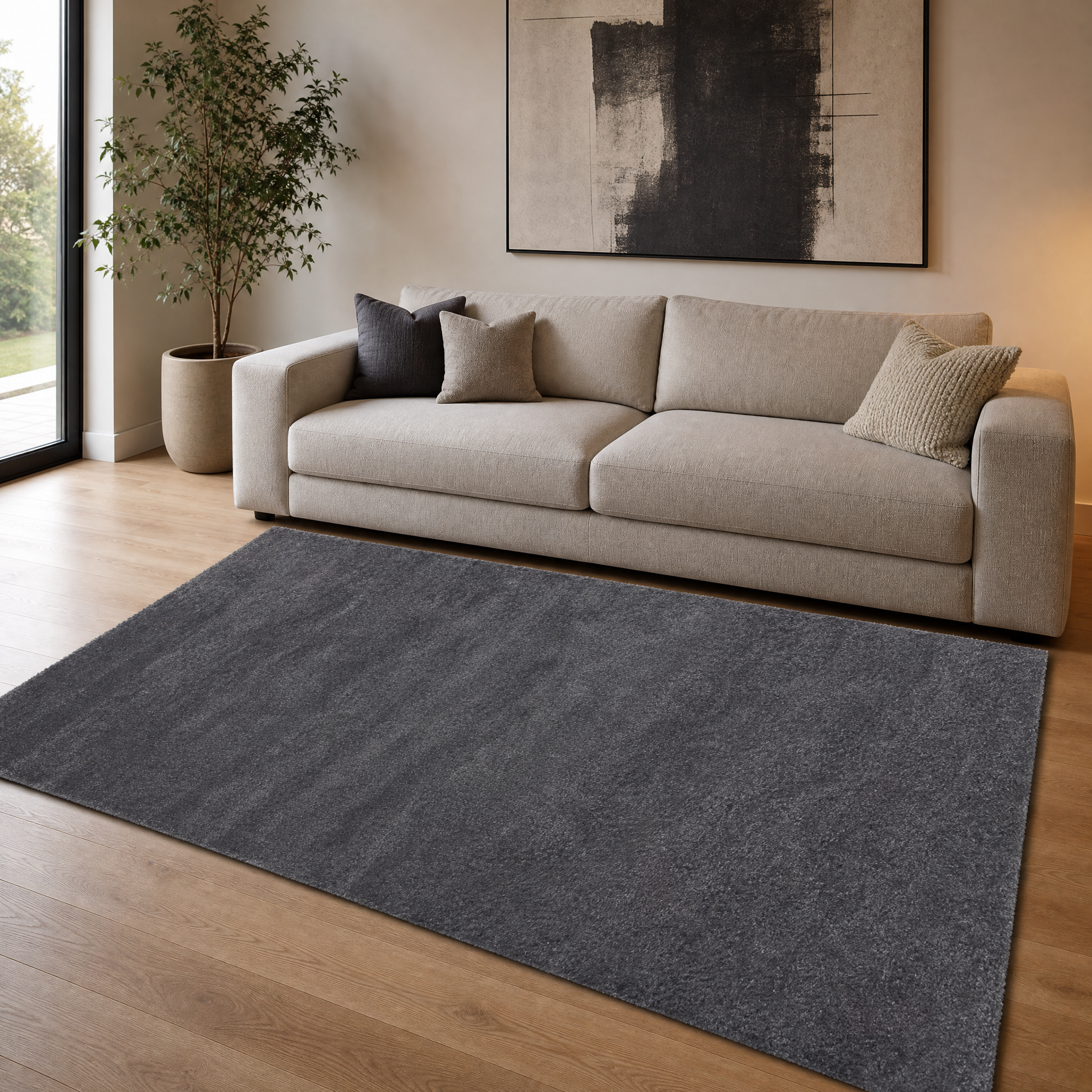 Soft Luxe Velvet - Laagpolig Vloerkleed - Effen - Grijs