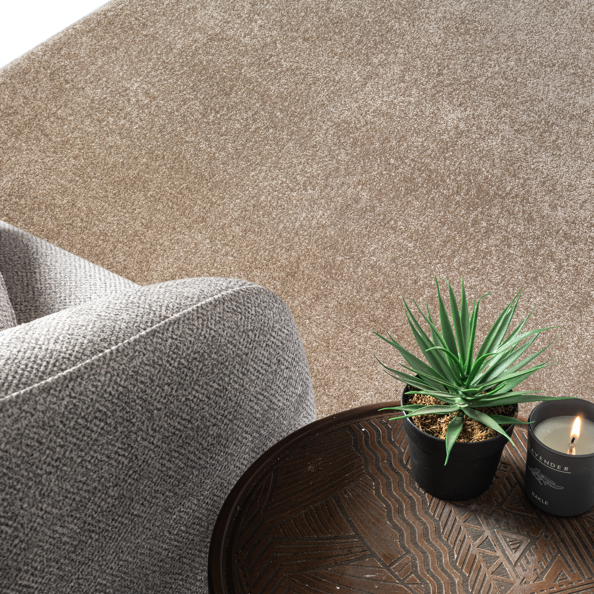 Uni Effen Laagpolig Vloerkleed Modern Beige