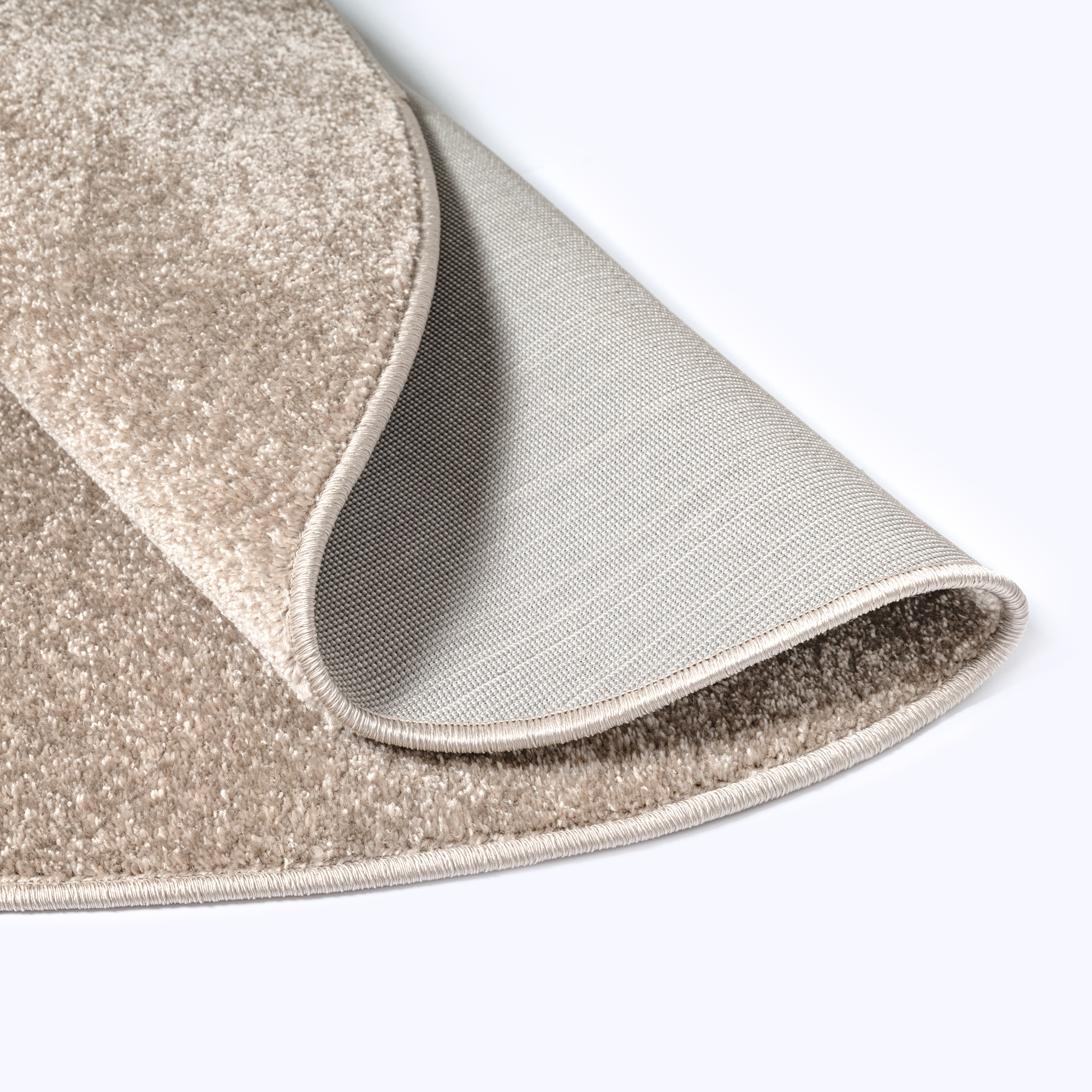 Uni Rond Effen Laagpolig Vloerkleed Modern Beige