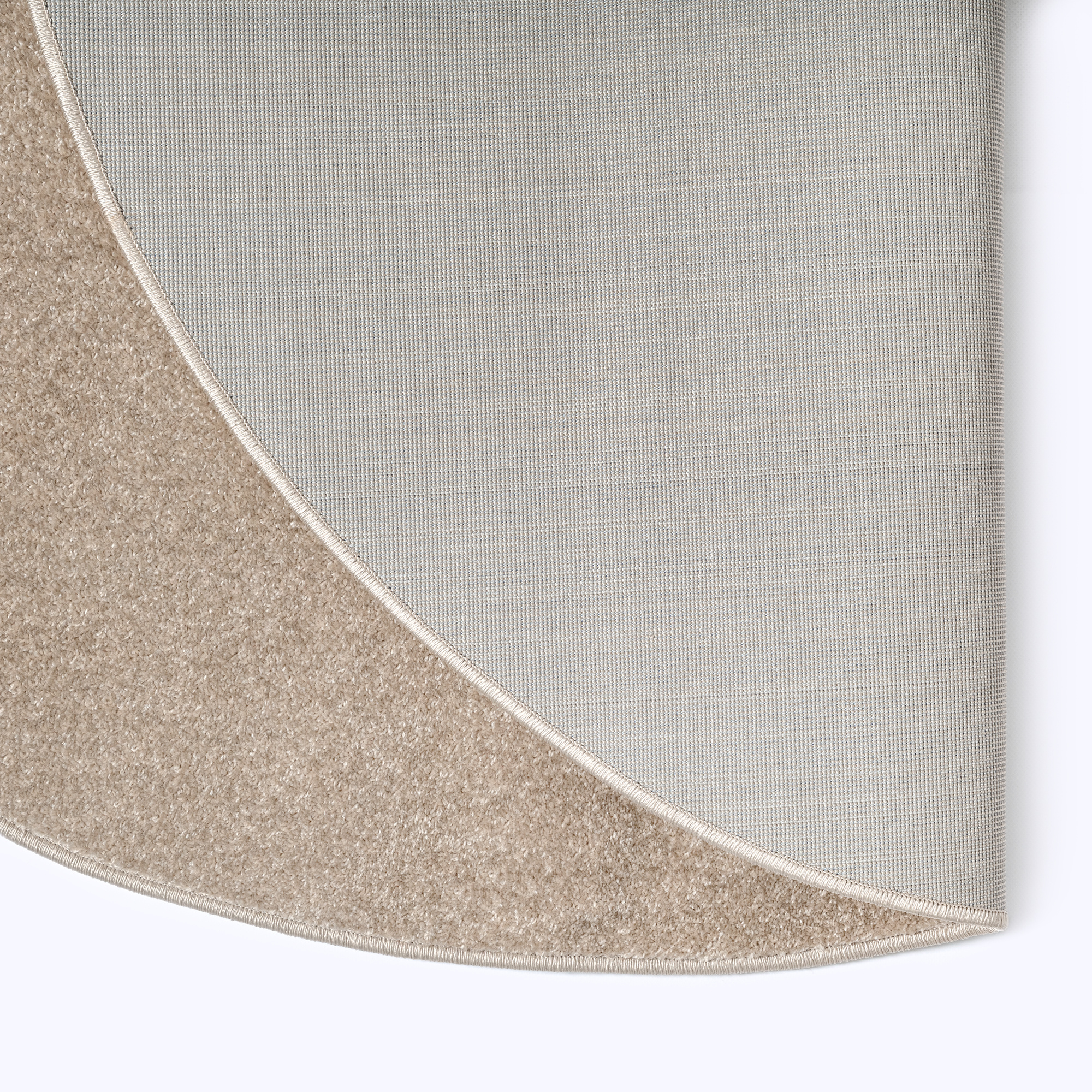 Uni Rond Effen Laagpolig Vloerkleed Modern Beige