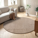 Uni Rond Effen Laagpolig Vloerkleed Modern Beige