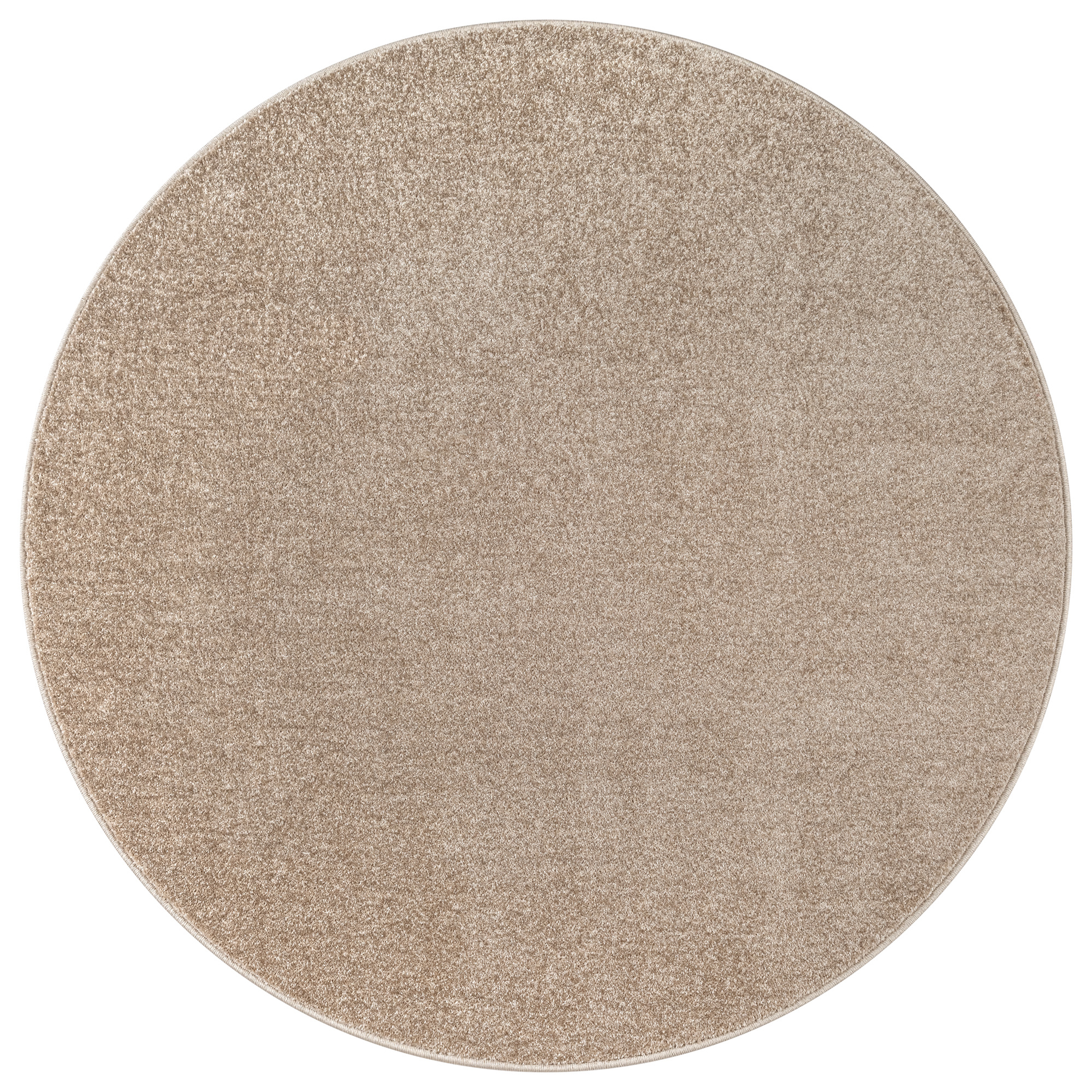Uni Rond Effen Laagpolig Vloerkleed Modern Beige