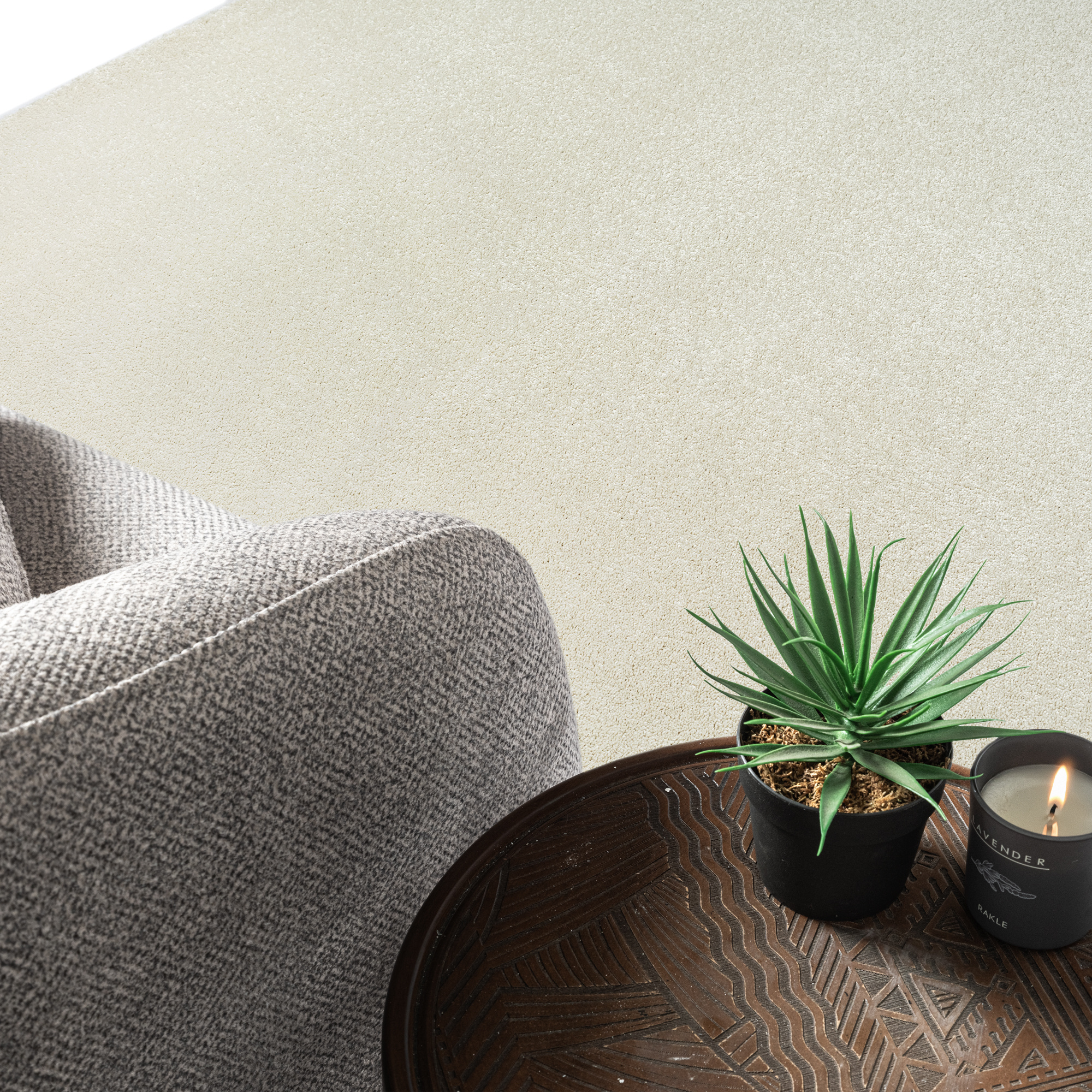 Uni Effen Laagpolig Vloerkleed Modern Creme