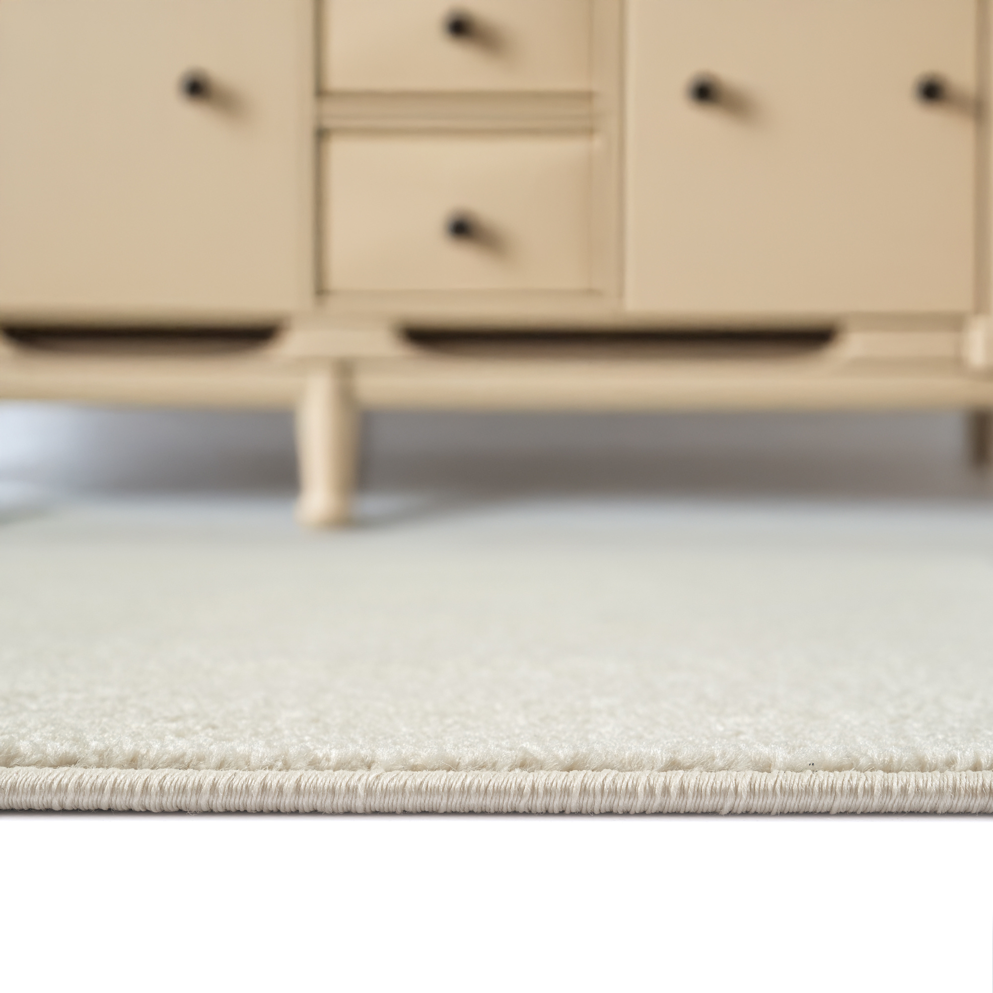 Uni Effen Laagpolig Vloerkleed Modern Creme